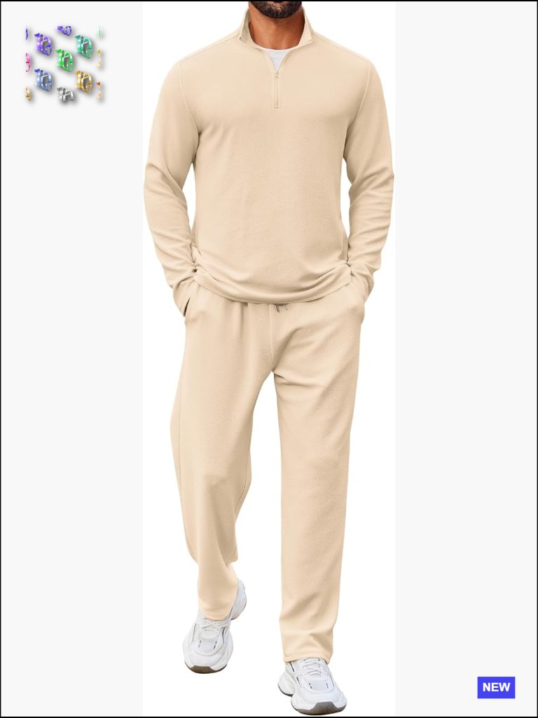 Men's 2 Piece Tracksuit Set Quarter Zip Sweatsuit Athletic Running Suit Long